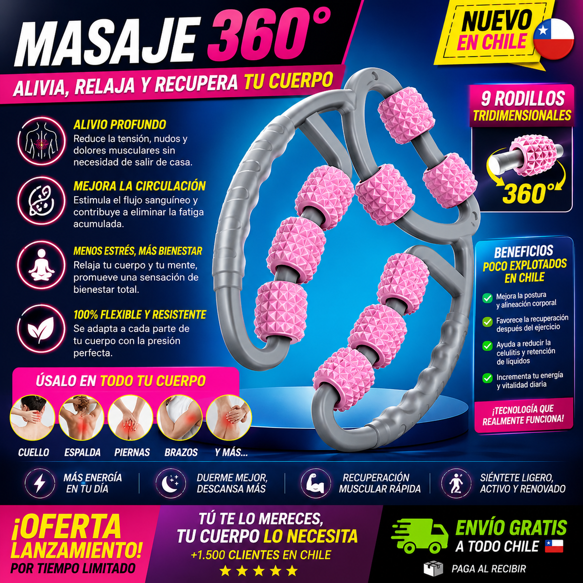 💆♀️ **Masaje 360° 2en1 : ¡Alivio para el Dolor y la Tensión! 🔥**