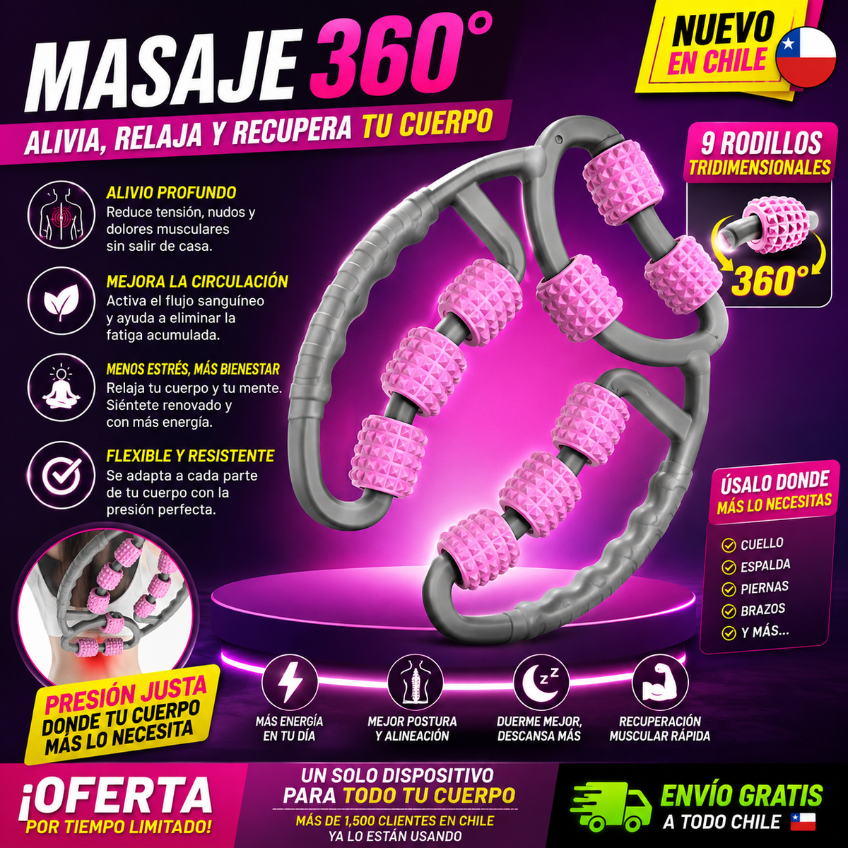 💆‍♀️ **Masaje 360° 2en1 : ¡Alivio para el Dolor y la Tensión! 🔥**
