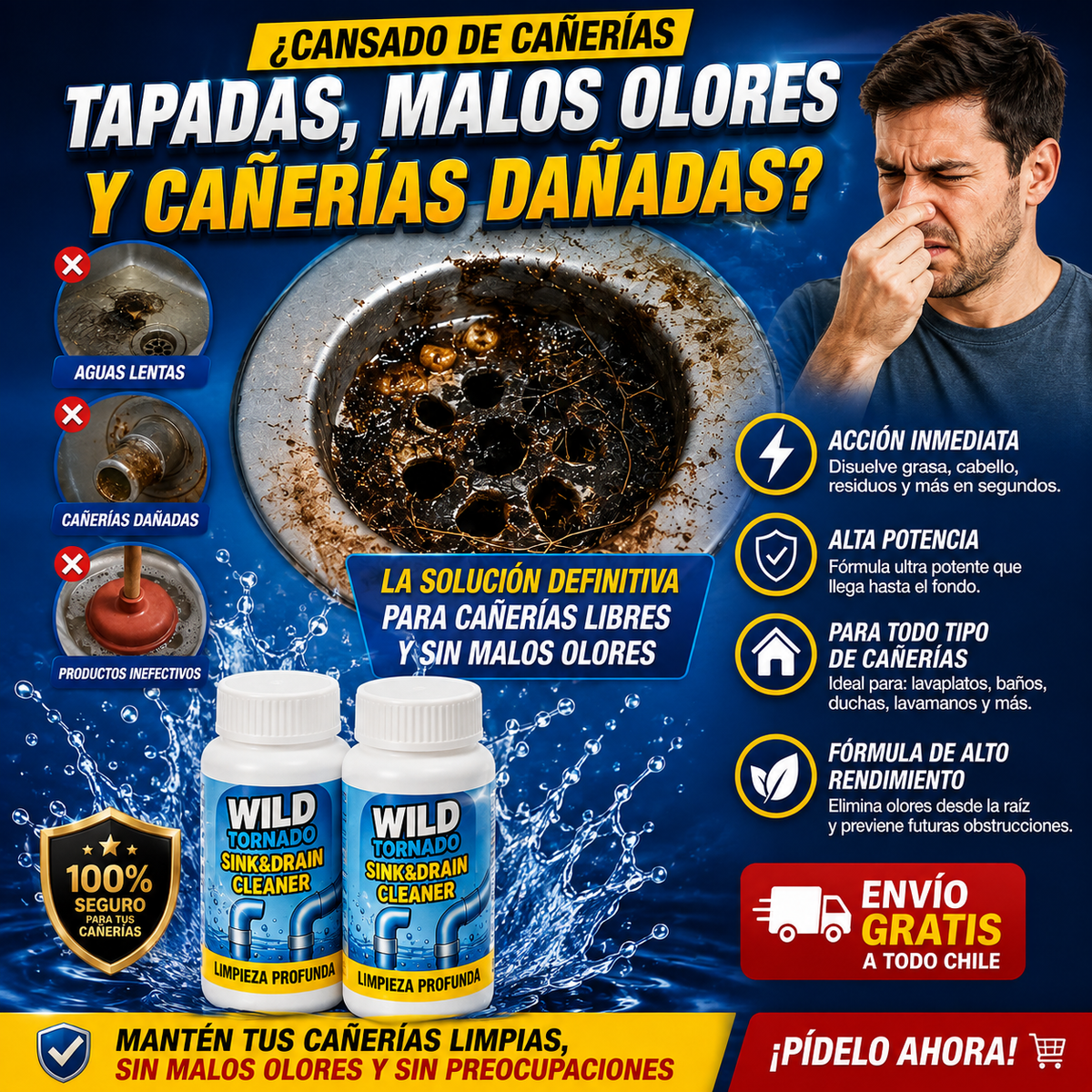 🚨 ¿AGUA LENTA? ACTÚA ANTES DEL TAPÓN 💥 KIT DOBLE ACCIÓN + ENVÍO GRATIS